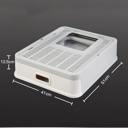 Pre-Order:  51cm Grey Drawer Enclosed Cat Litter Box with Stainless Steel Tray