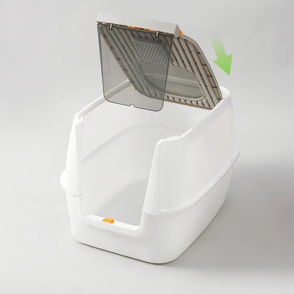 Pre-Order: 58cm Top-Exit Enclosed Cat Litter Box with Filter Lid – Grey