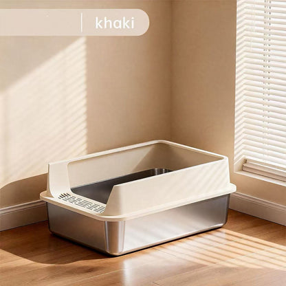 SteelGuard Open Stainless Steel Cat Litter Tray - OKIEEPET