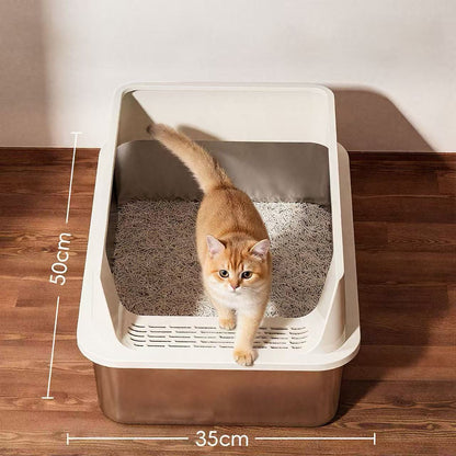 SteelGuard Open Stainless Steel Cat Litter Tray - OKIEEPET
