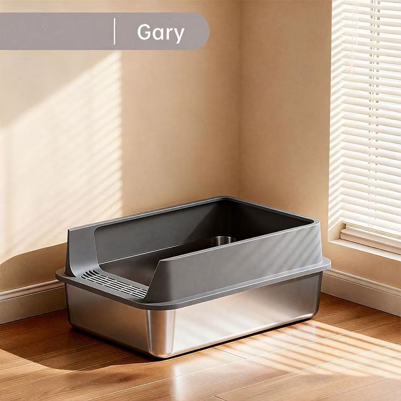SteelGuard Open Stainless Steel Cat Litter Tray - OKIEEPET
