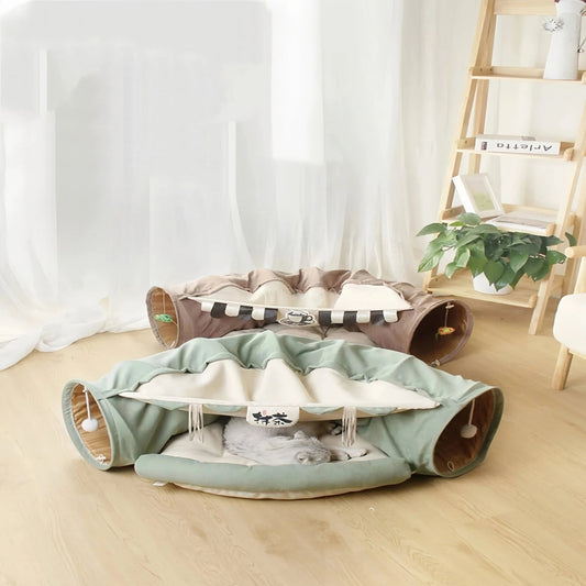 Tunnel With Washable Bed - Match & Coffee - OKIEEPET