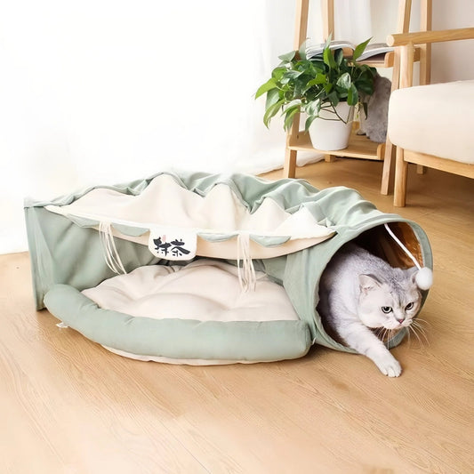 Tunnel With Washable Bed - Match & Coffee - OKIEEPET
