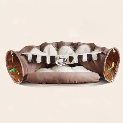 Tunnel With Washable Bed - Match & Coffee - OKIEEPET