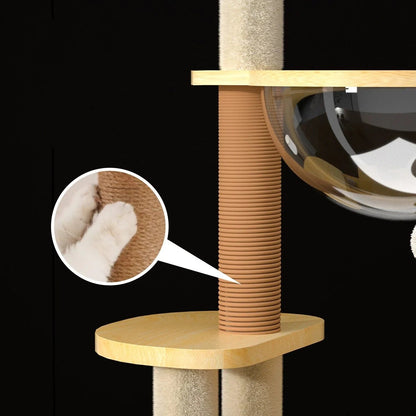 Wooden Cat Tree with Space Capsule 138CM - OKIEEPET